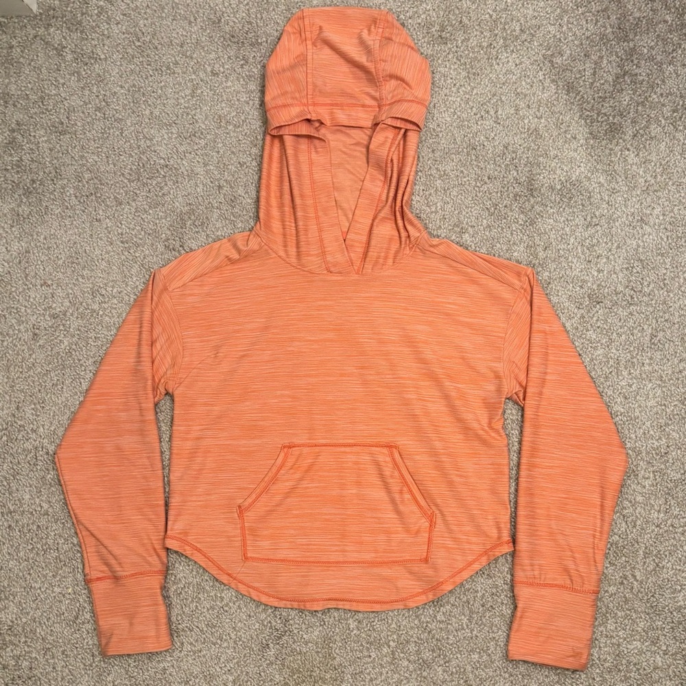 All in Motion Girls Pink Striped Lightweight Hoodie Thumbholes Size Small